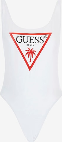 GUESS Bandeau Swimsuit in White: front