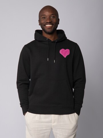 Watapparel Sweatshirt ' Pink Heart ' in Zwart: voorkant