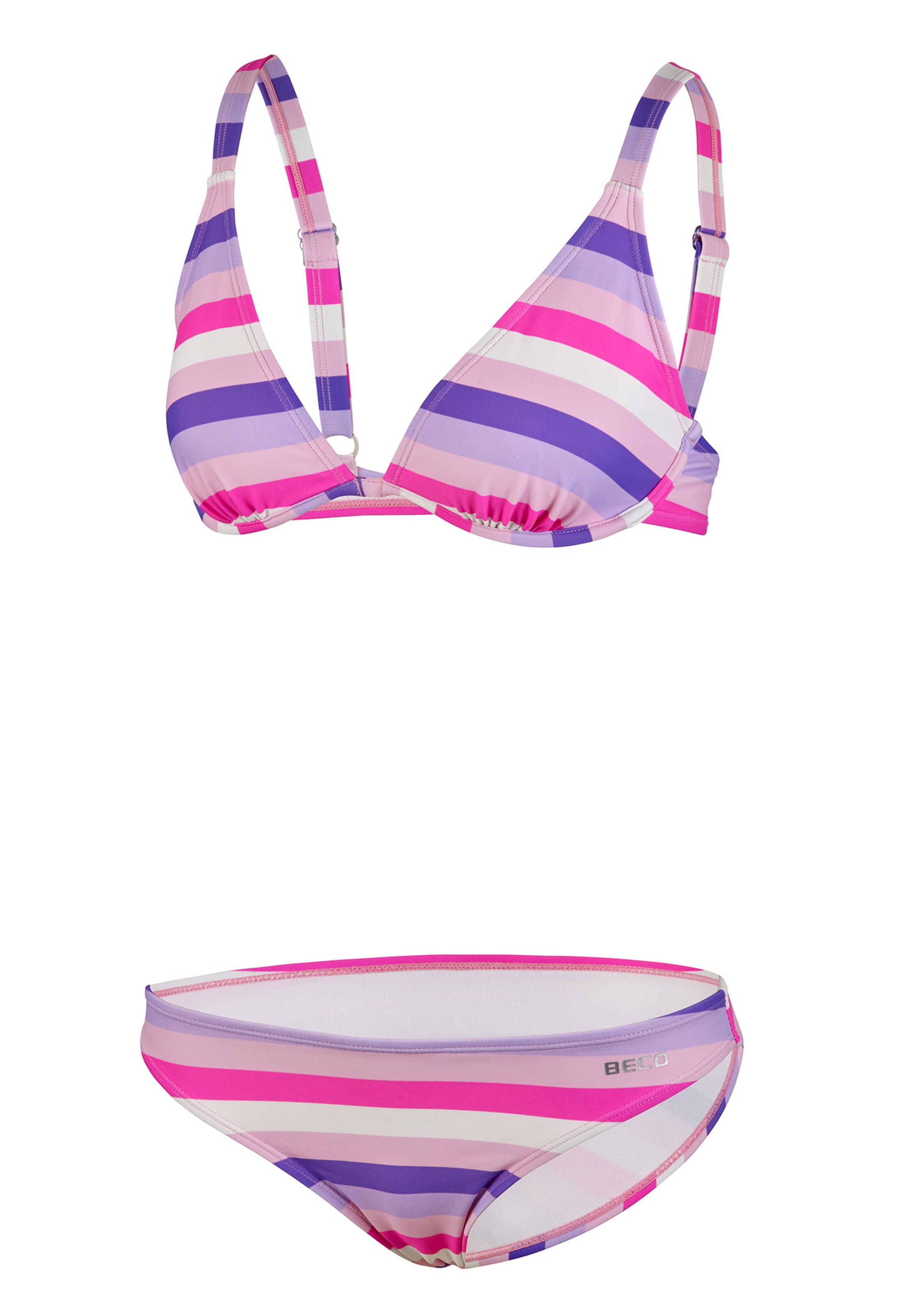 BECO the world of aquasports Bustier Bikini 'Fresh Stripes' in Roze