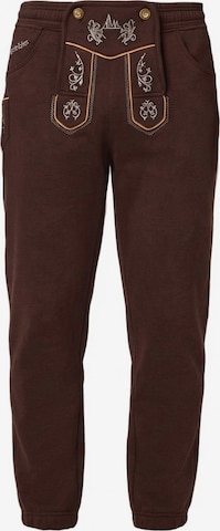 Steigenhöfer Traditional Pants 'Jogginghose Marius mit Lederhose Look' in Brown: front