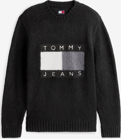 Tommy Jeans Pulover u tamo siva / crna / bijela, Pregled proizvoda