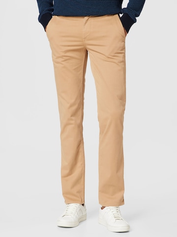 BOSS Orange Slim fit Chino trousers in Beige: front