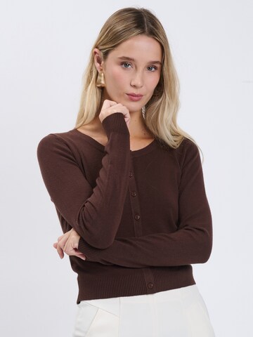 Influencer Knit Cardigan in Brown