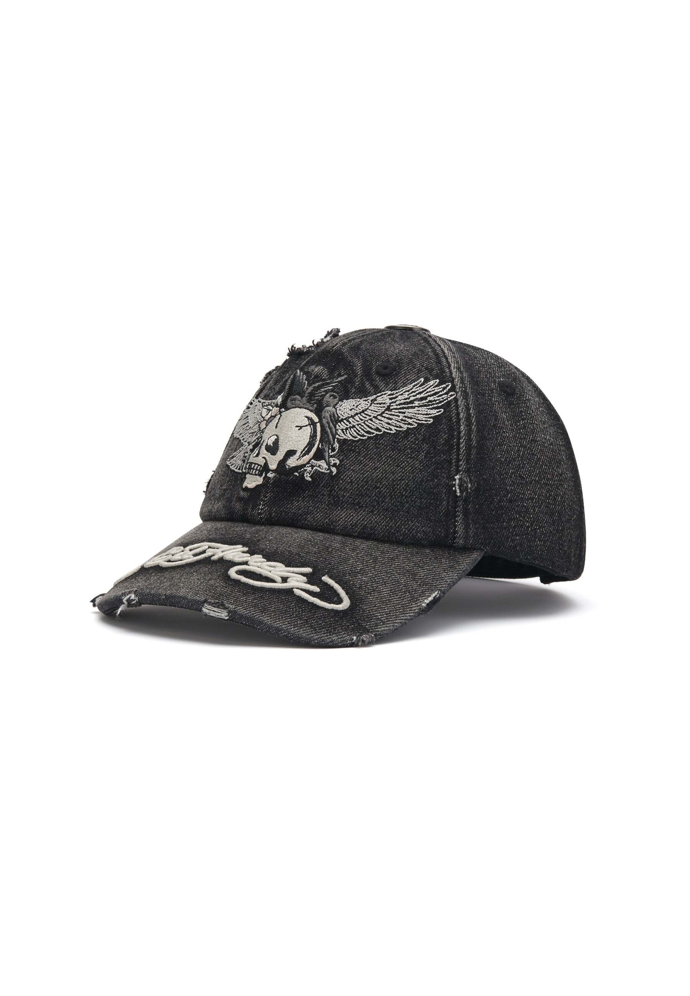Ed Hardy Cap 'Brave Hearts' in Schwarz: Vorderseite