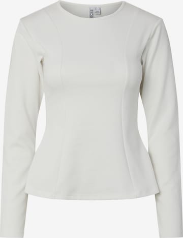 PIECES Shirt 'PCLUCCI PEPLUM' in Wit: voorkant