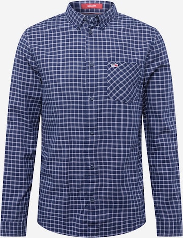 Tommy Jeans Regular fit Button Up Shirt in Blue: front