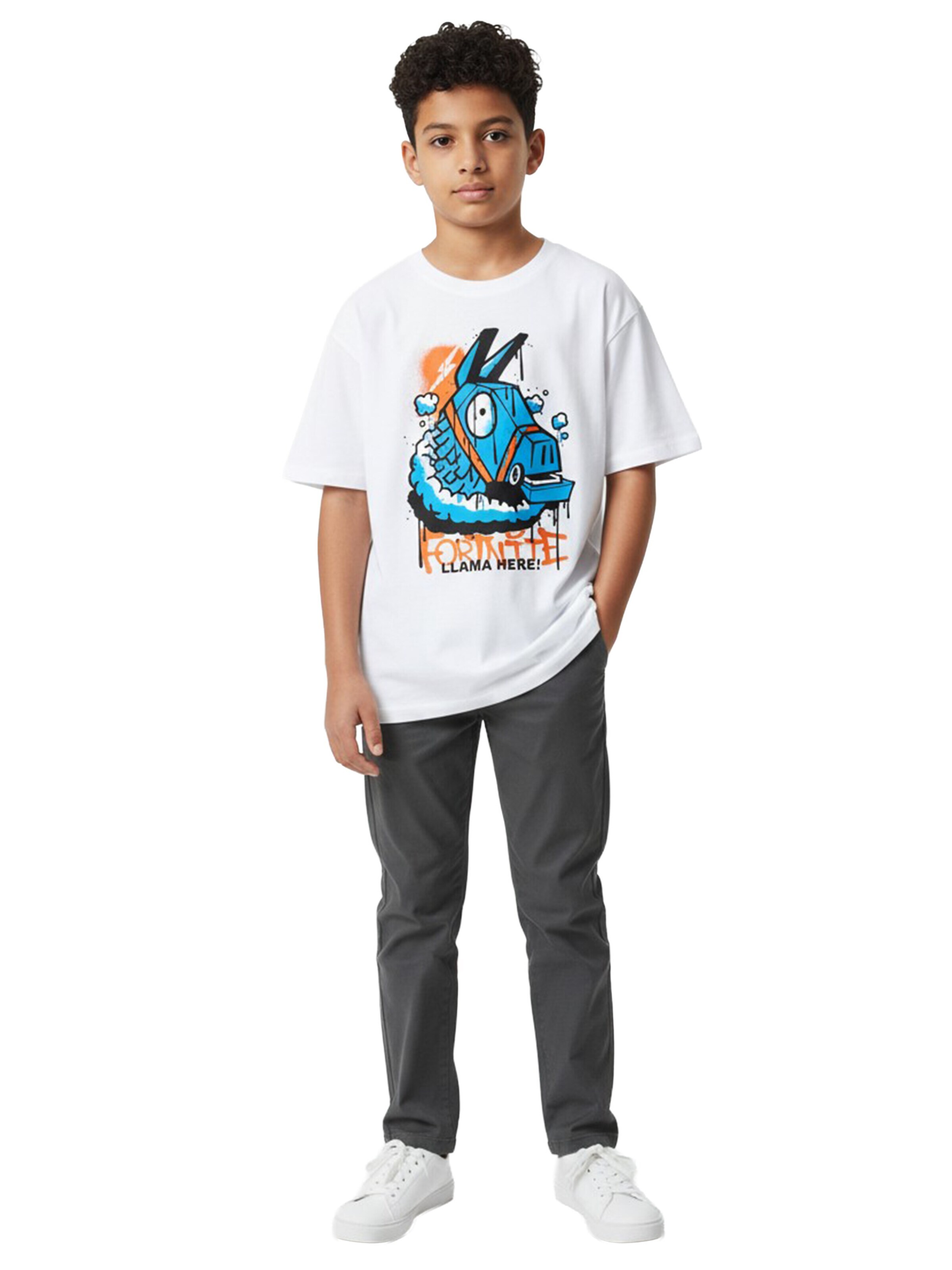 Fortnite Shirt 'Llame here'‌‌‌ in Weiß: Vorderseite