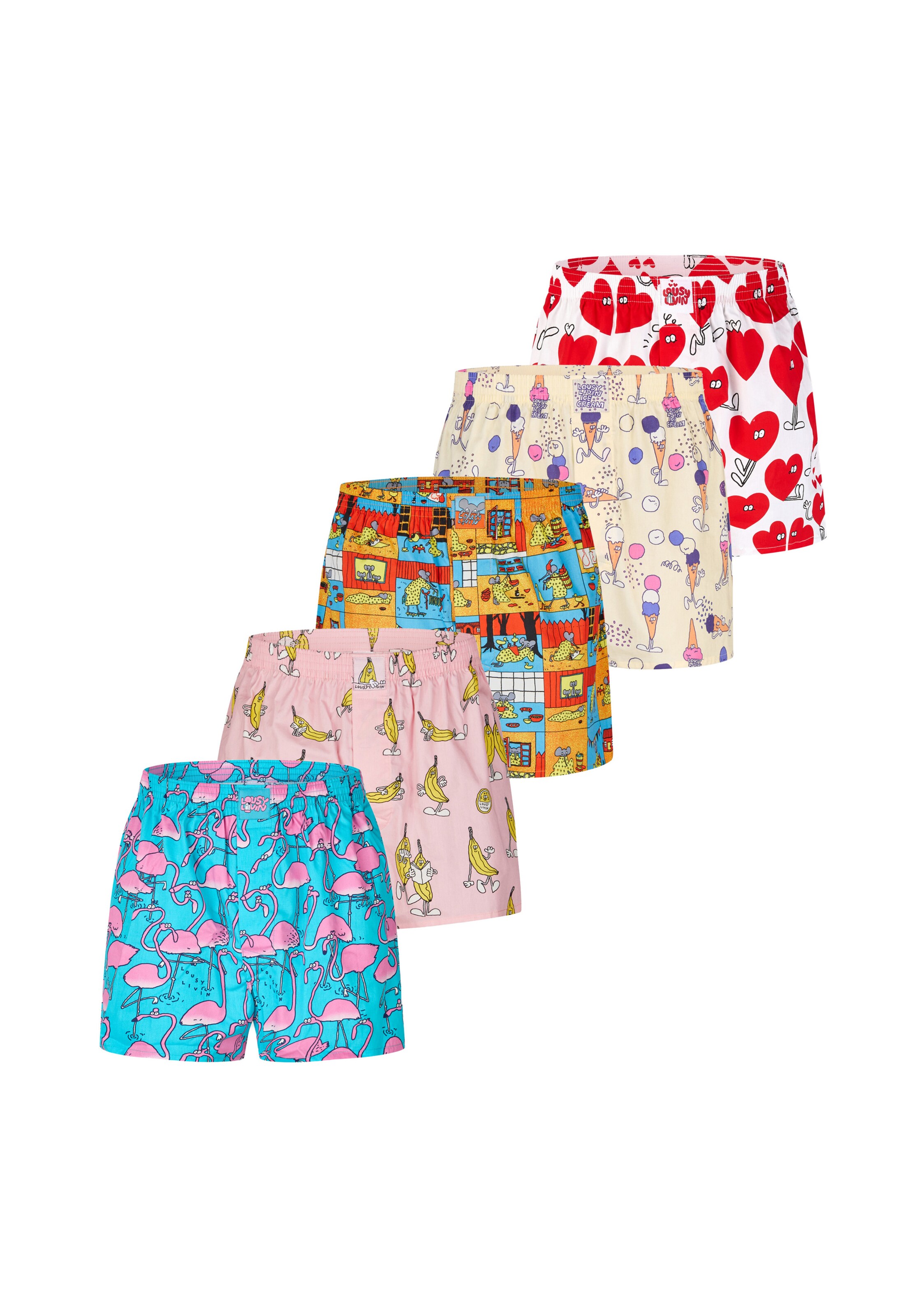 Lousy Livin Boxershorts Set 'Big Easy' in Beige: Vorderseite