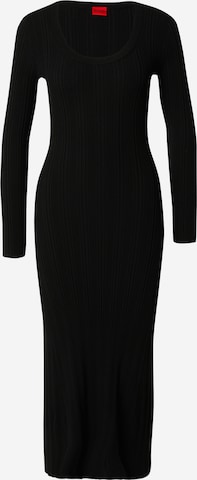 HUGO - Vestido de malha 'Sarpheta' em preto: frente