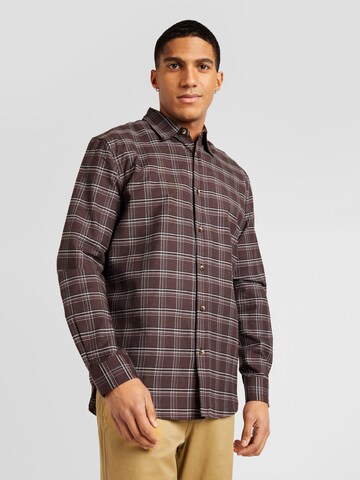 BURTON MENSWEAR LONDON Regular fit Button Up Shirt in Brown: front