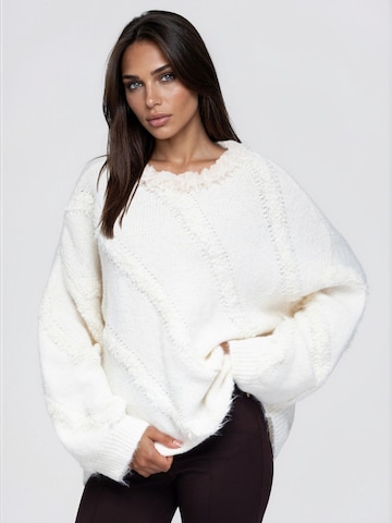 Ombre Pullover in Weiß: Vorderseite