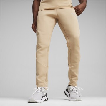 Coupe slim Pantalon de sport 'EVOSTRIPE' PUMA en beige : devant