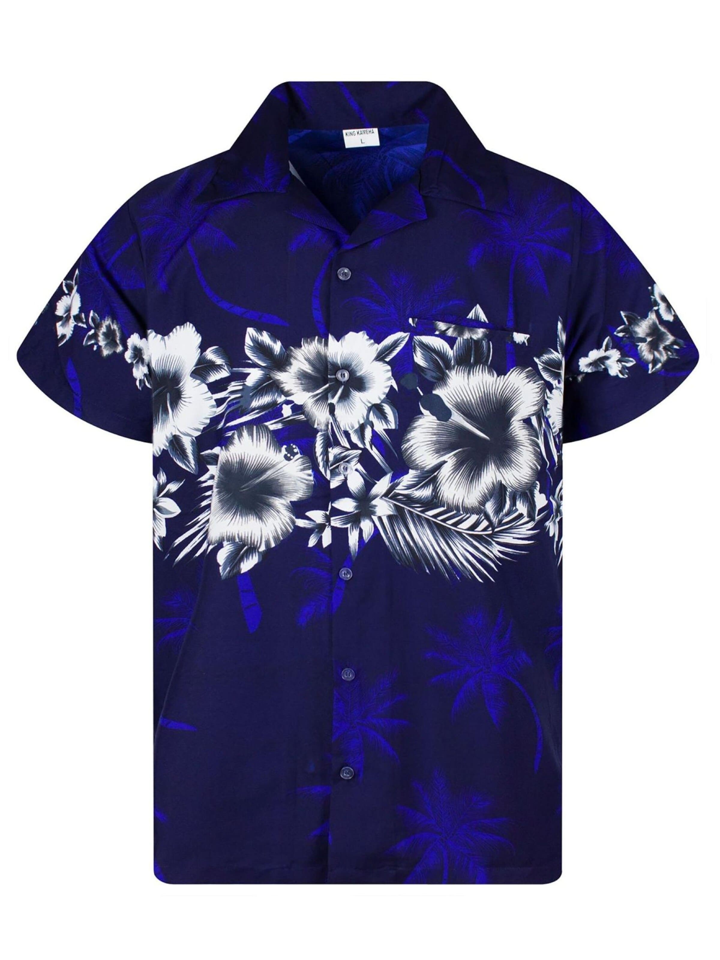 King Kameha Blouse 'Flower Chest' in Blauw: voorkant