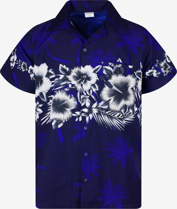 King Kameha Blouse 'Flower Chest' in Blauw: voorkant