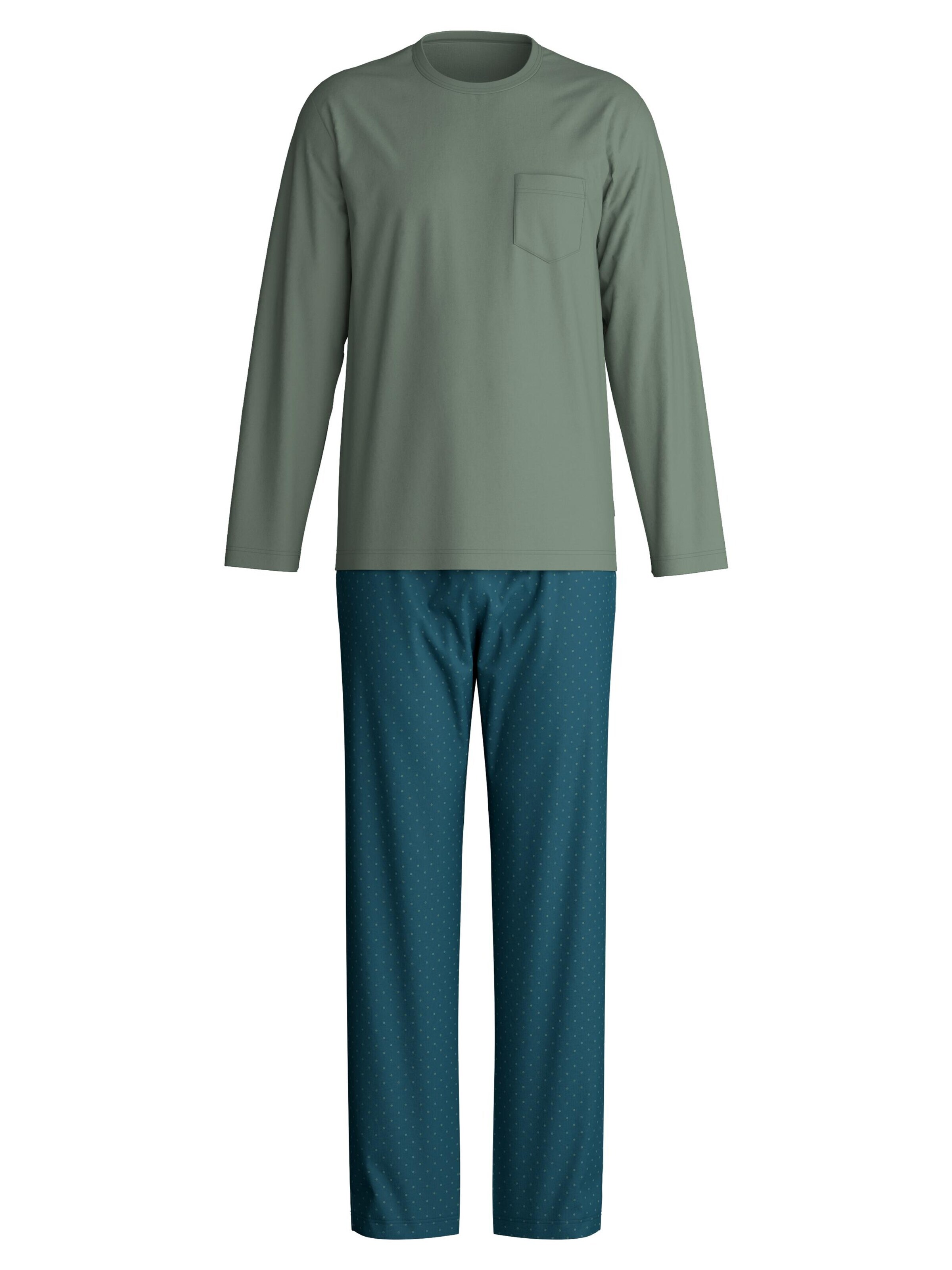 CALIDA Long Pajamas 'Relax Imprint' in Green: front