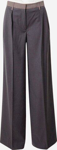 REMAIN Wide leg Pleated Pants in Grey: front