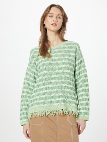 MORE & MORE Пуловер 'Jacquard' в зелено: отпред