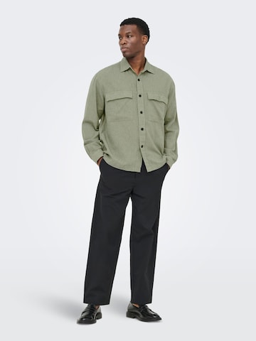 Only & Sons Regular fit Button Up Shirt 'ONSCaiden' in Green