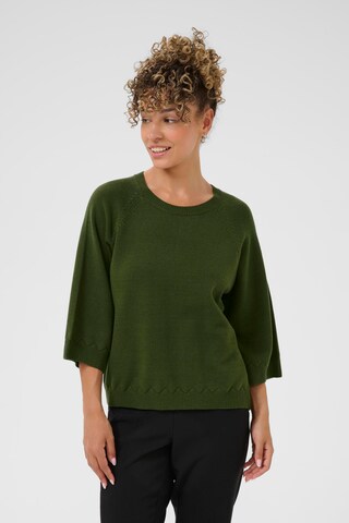 Cream Sweater 'Dela' in Green: front