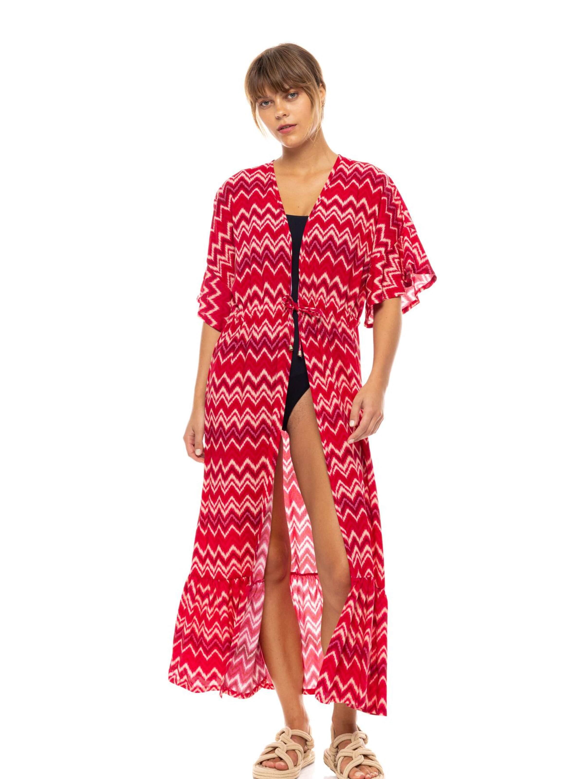 Pink Label Strandjurk 'BEACHWEAR RASBERRY RAINBOW' in Rood