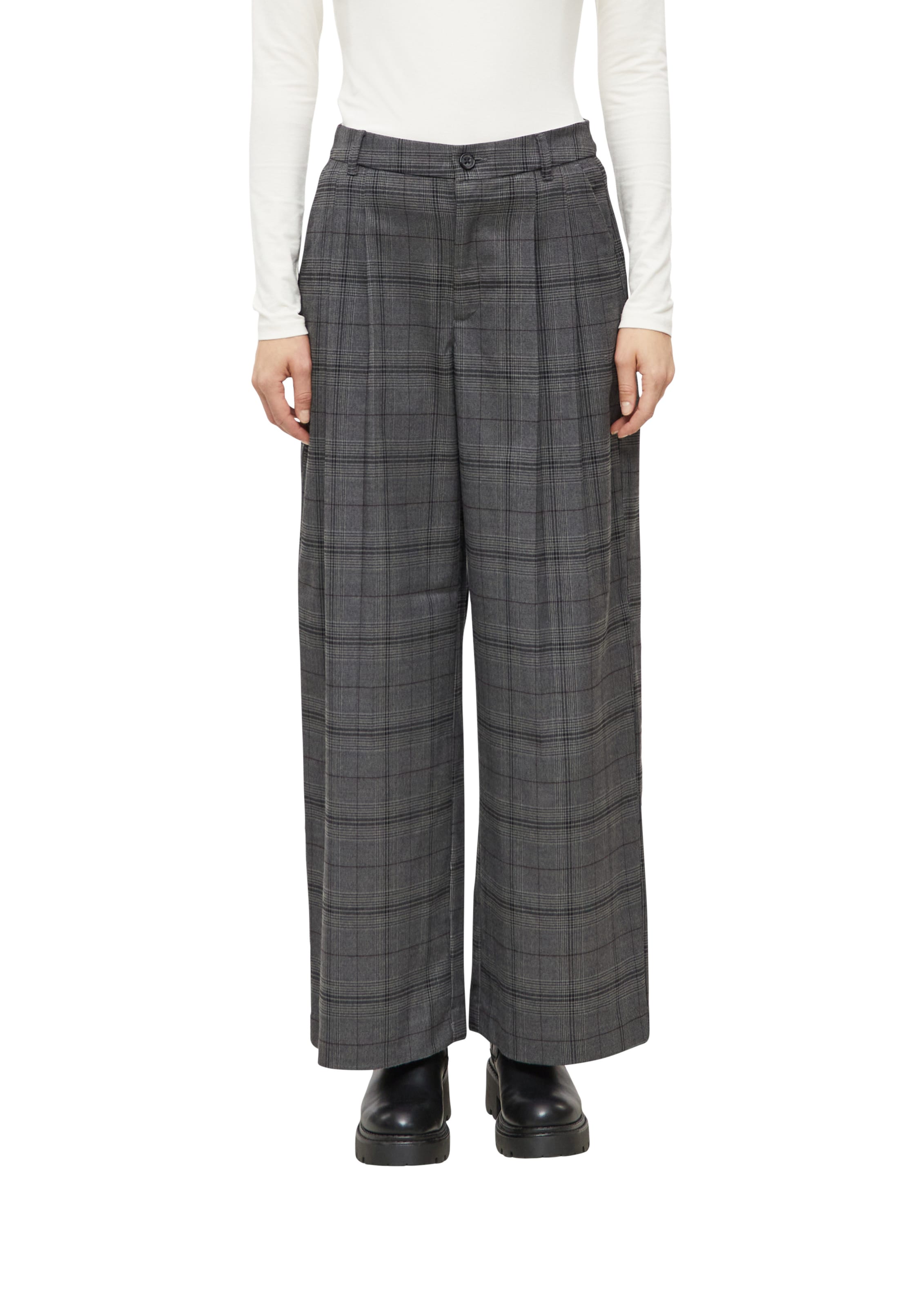 Wide Leg Pantalon à pince s.Oliver en gris : devant