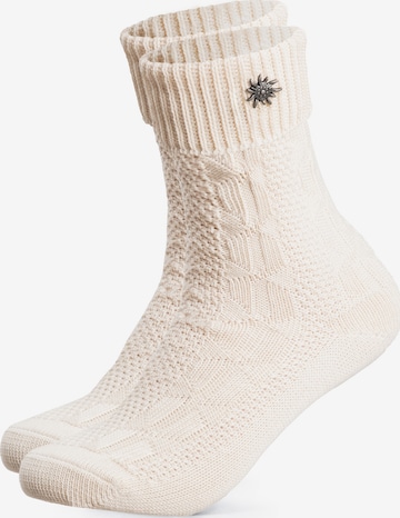 HerzSticht Traditional socks 'Edelweiss' in Beige: front