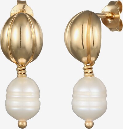 ELLI PREMIUM Boucles d'oreilles en or / blanc perle, Vue avec produit