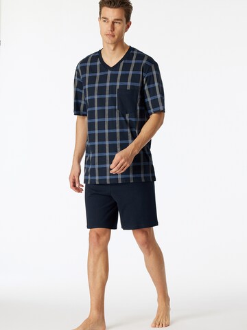 SCHIESSER Short Pajamas ' V-Ausschnitt - Comfort Nightwear ' in Blue