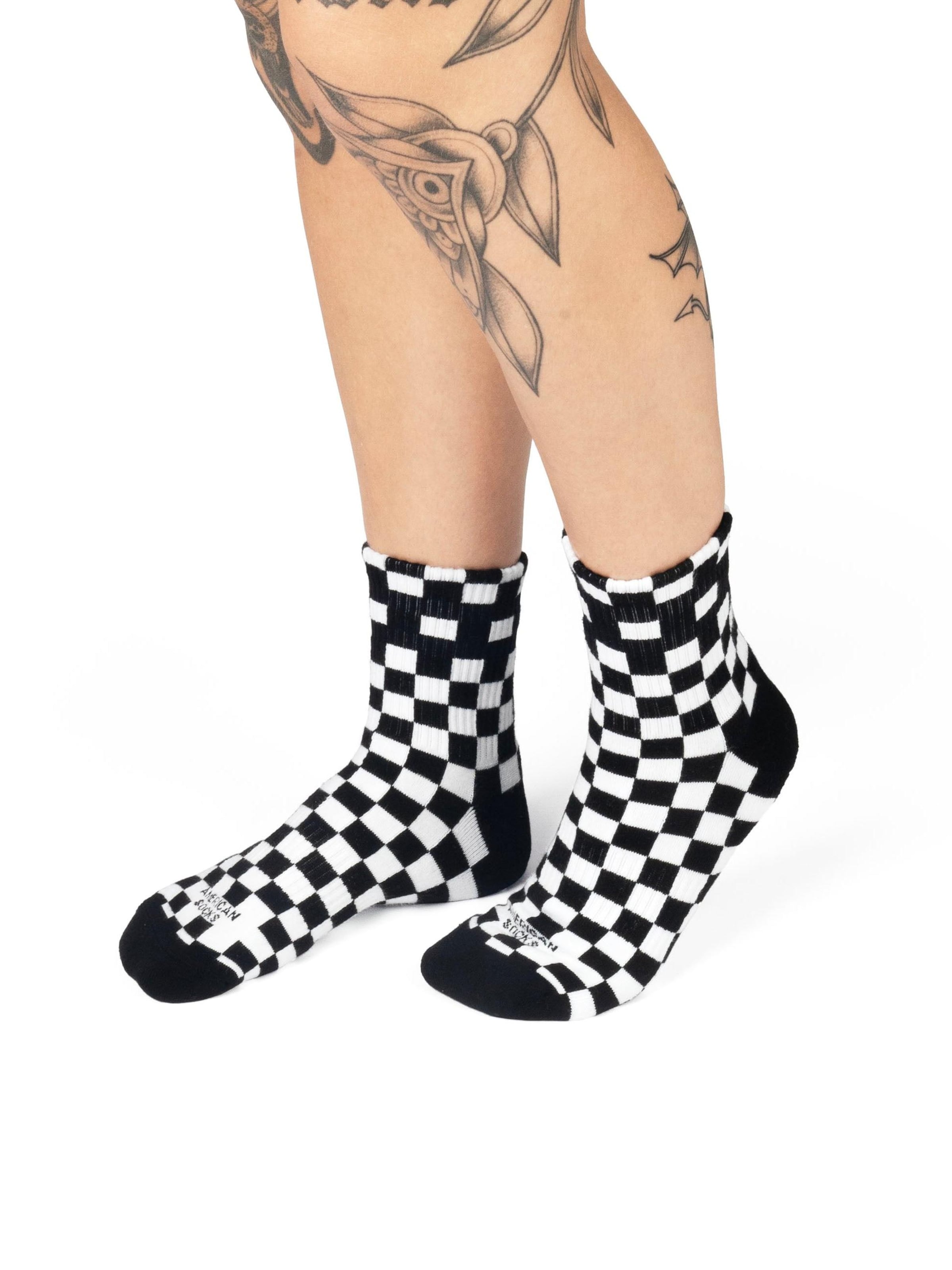 American Socks Ankle Socks 'Checkerboard B/W' in Black