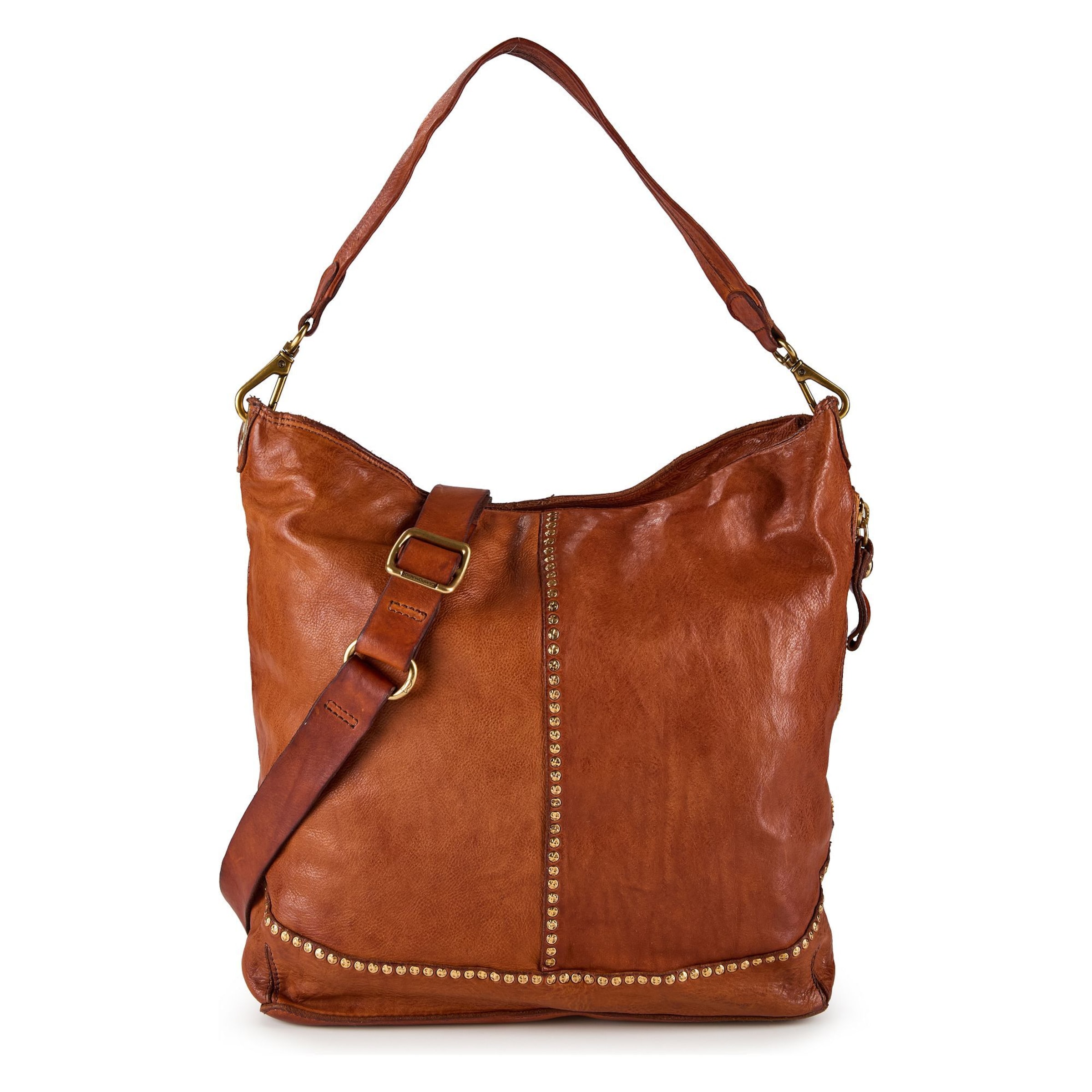 Borsa a spalla Campomaggi di colore cognac, Visualizzazione prodotti