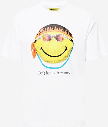 MARKET Shirt 'SMILEY DON'T HAPPY, BE WORRY T-SHIRT' in Wit: voorkant