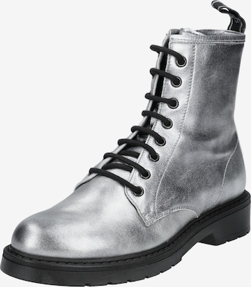 Nero Giardini Lace-Up Ankle Boots in Silver: front