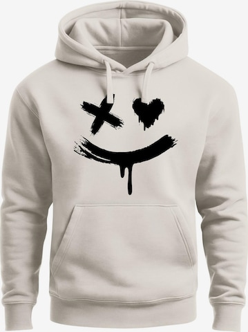 Neverless Sweatshirt 'Creepy Smile' in Beige: Vorderseite