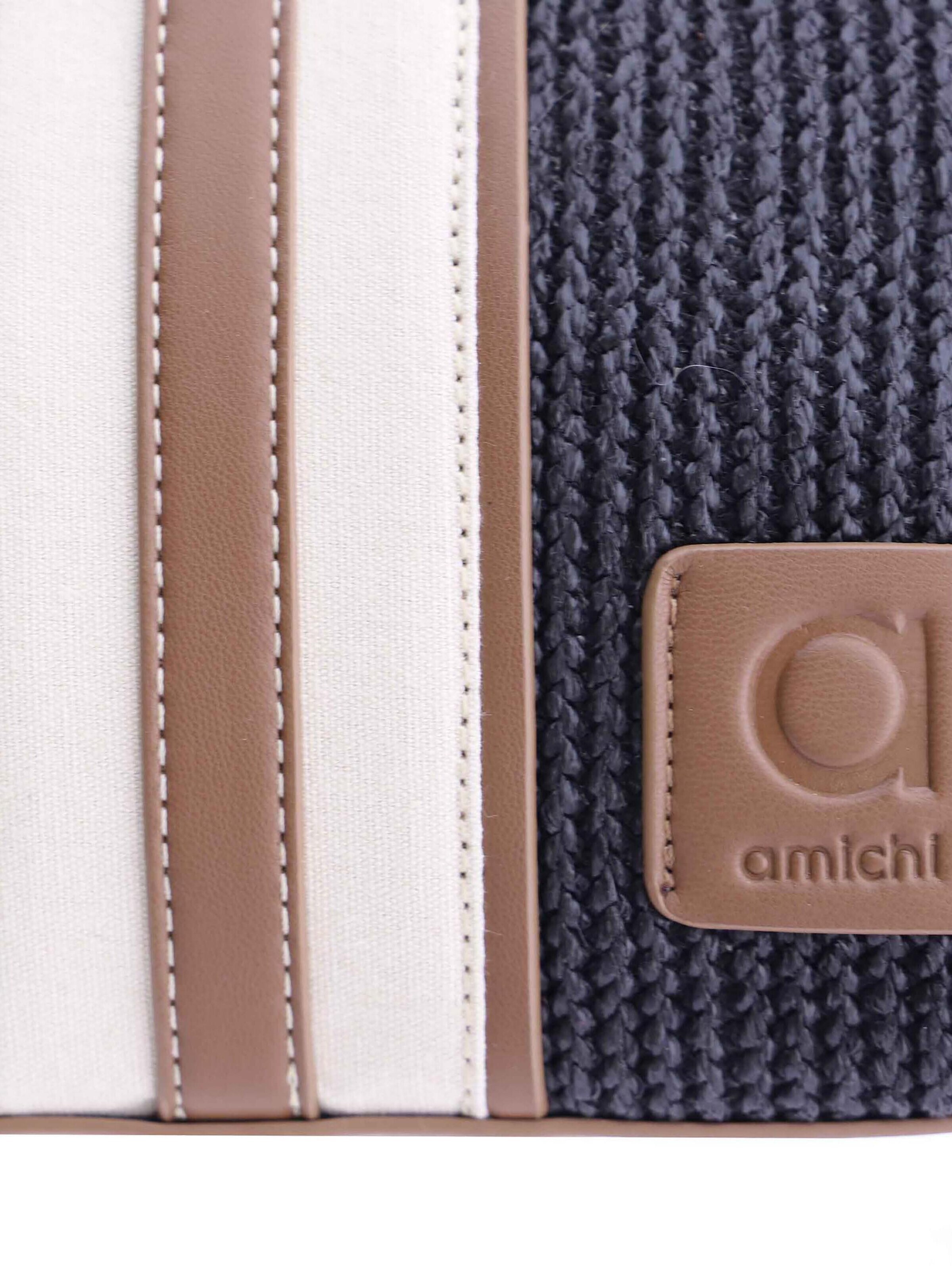 Amichi - Bolso de mano 'Bolso de mano para mujer Ischia de fibras naturales con cremallera' en negro