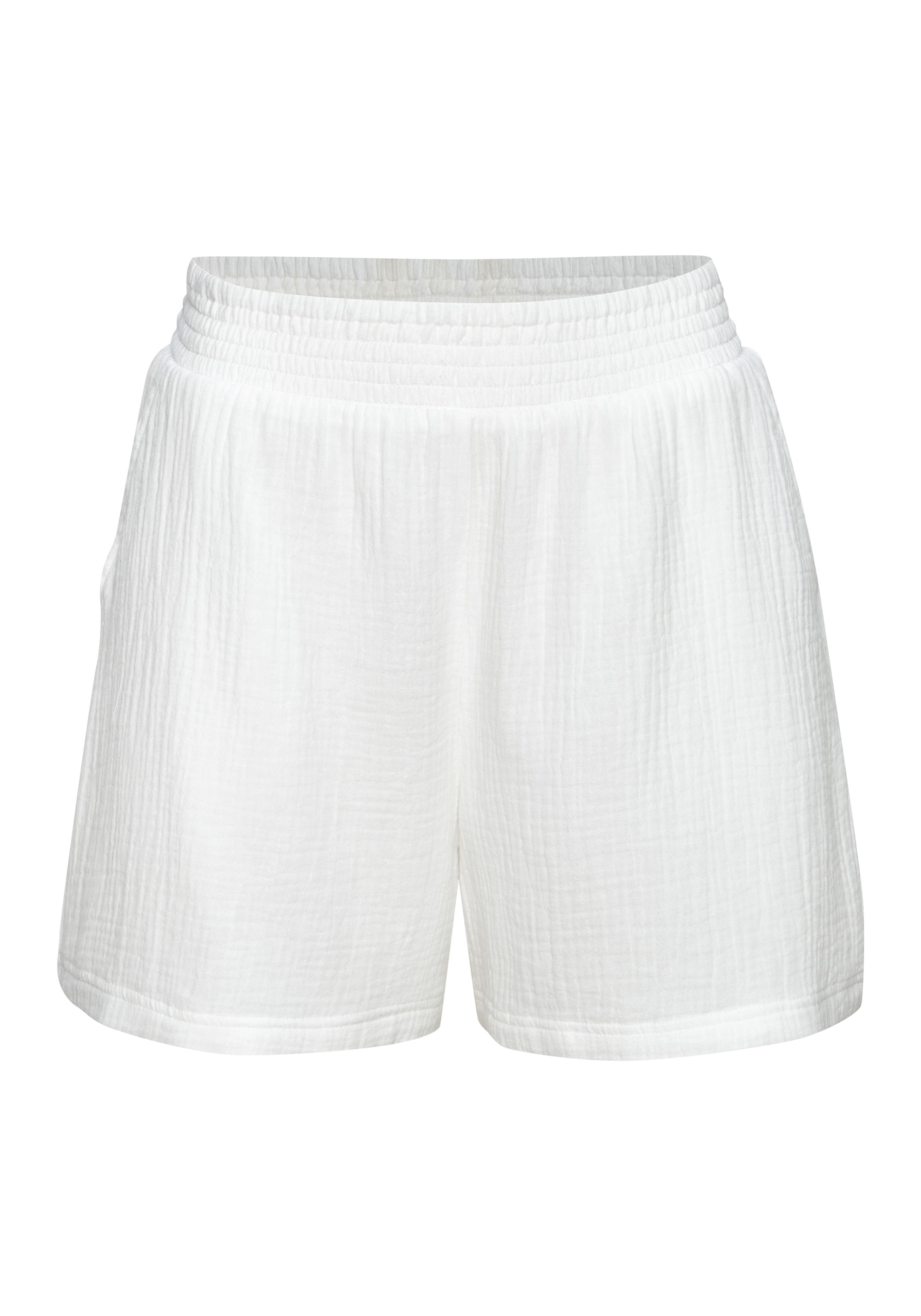 BEACH TIME Pyjamashorts in Weiß: Vorderseite