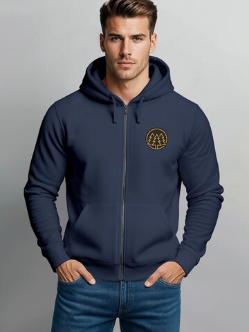Neverless Sweatjacke 'Bäume Badge'‌‌‌ in Blau
