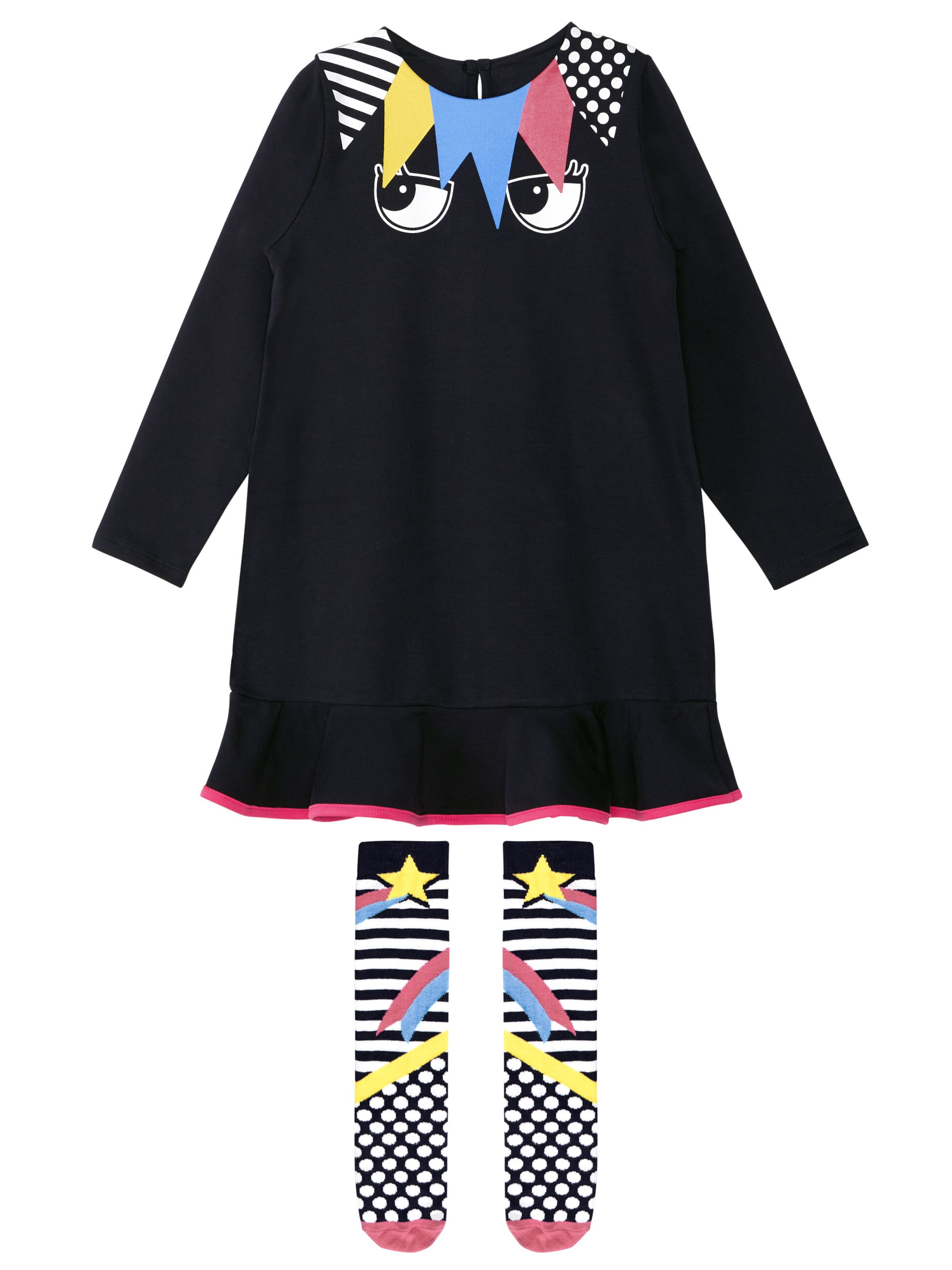 Set 'Eyes' di Denokids in blu: frontale