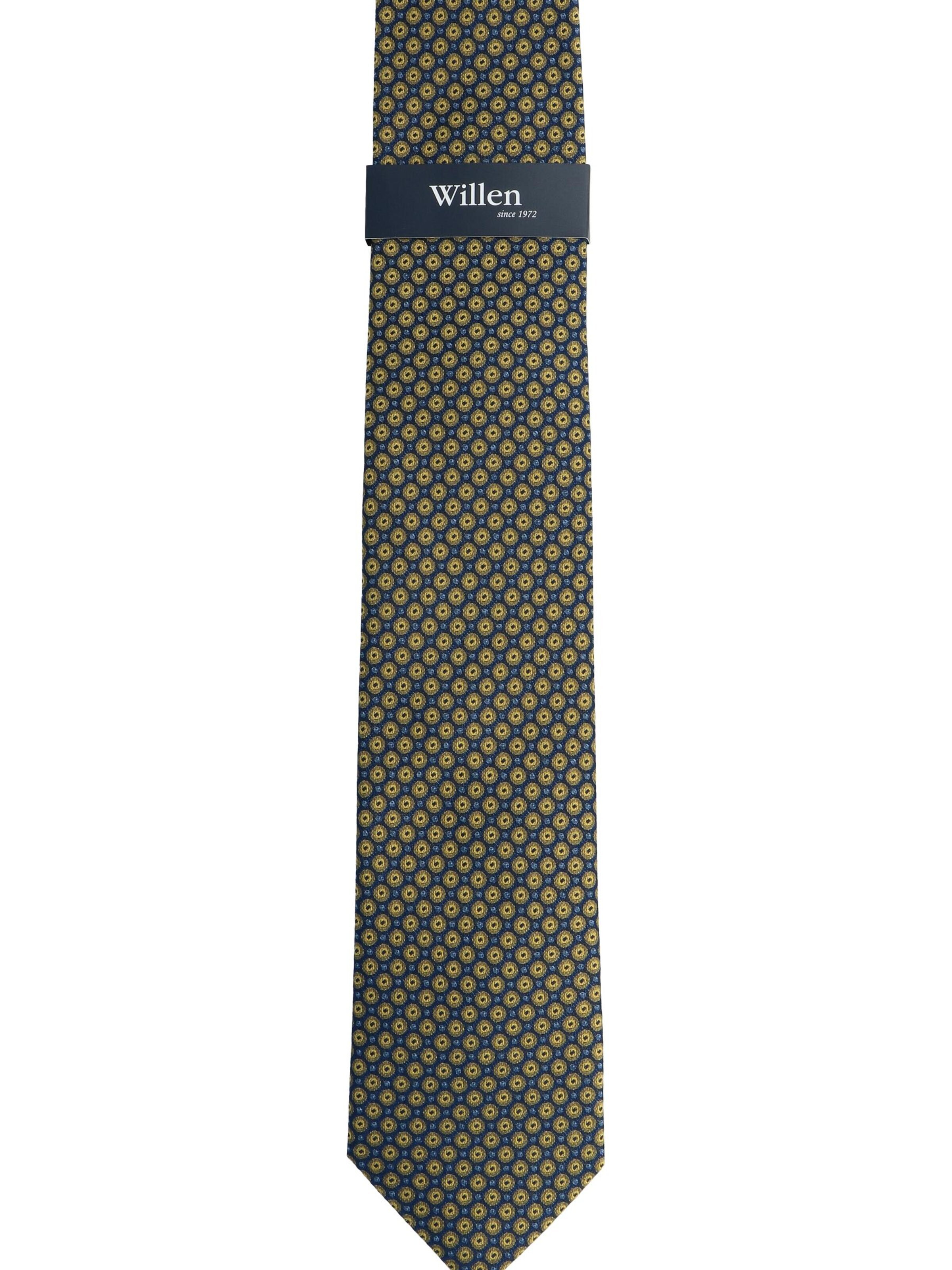 WILLEN Tie 'Kleinmuster Marine' in Yellow