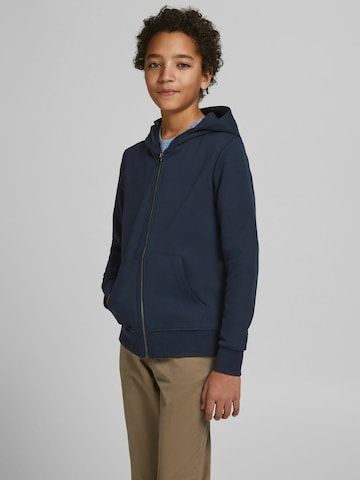 Jack & Jones Junior Zip-Up Hoodie in Blue: front