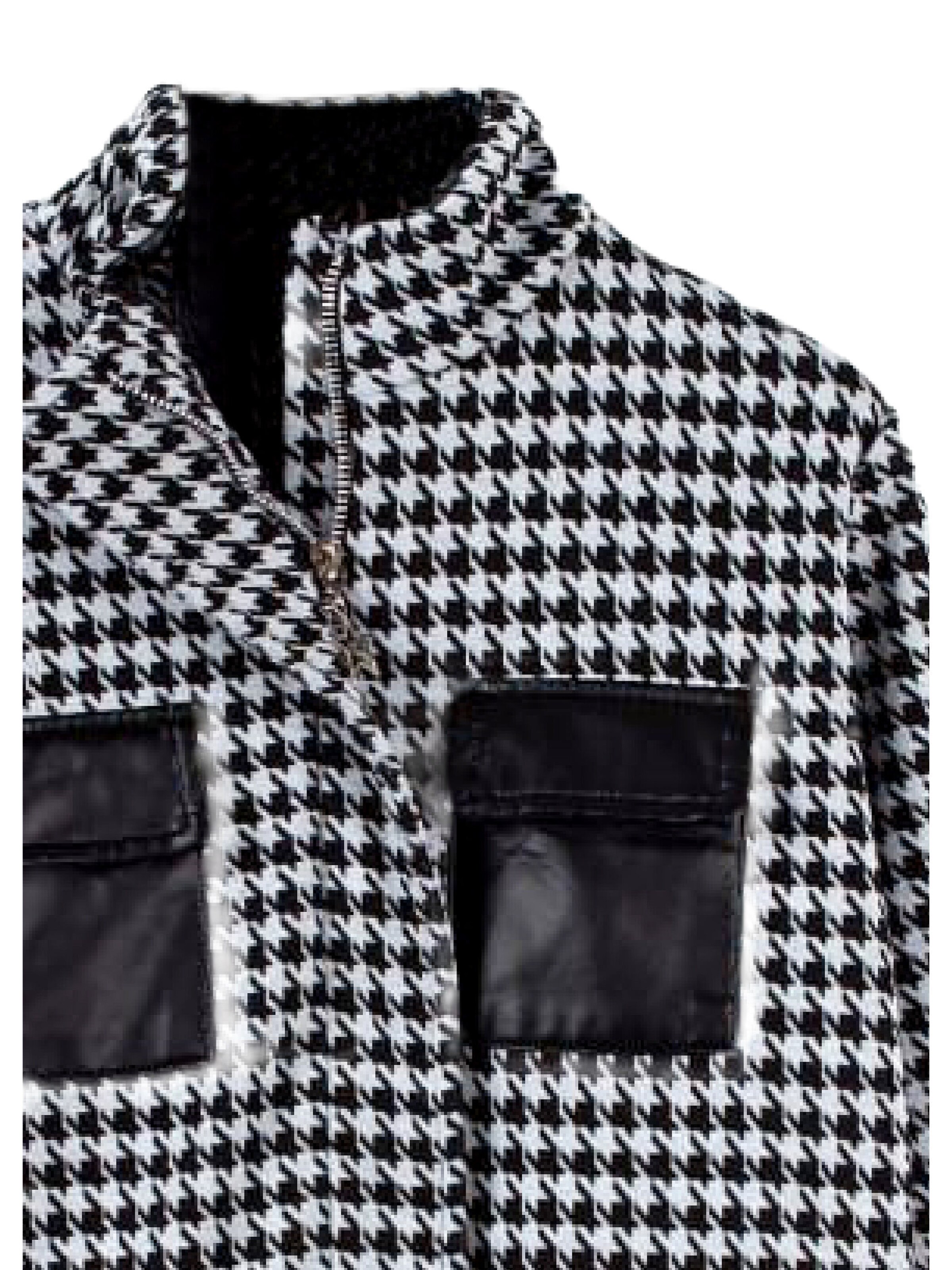 Solang Jacke Hahnentritt-Muster in Schwarz