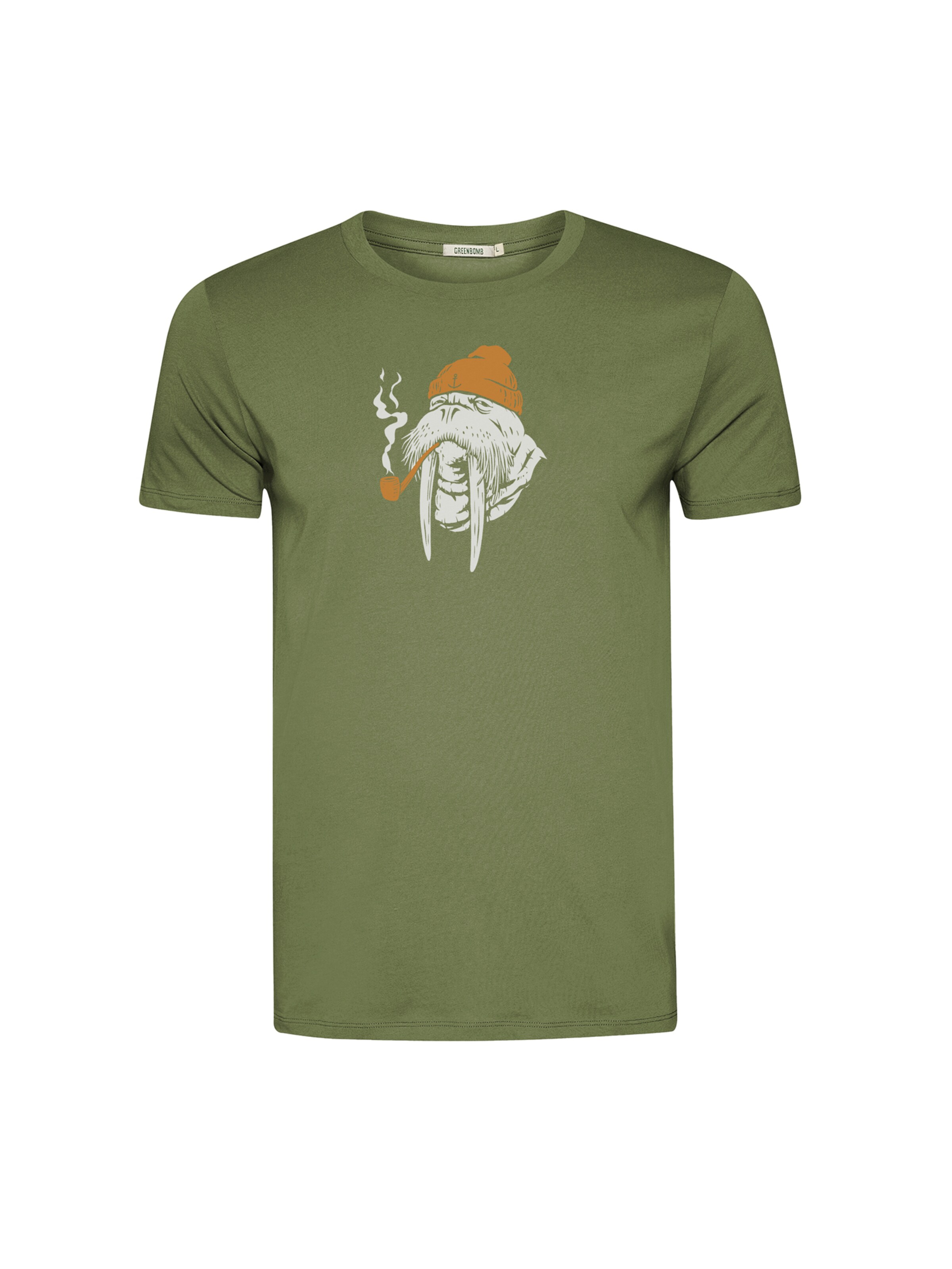Maglietta ' Guide Smokey Walrus ' di GREENBOMB in verde: frontale