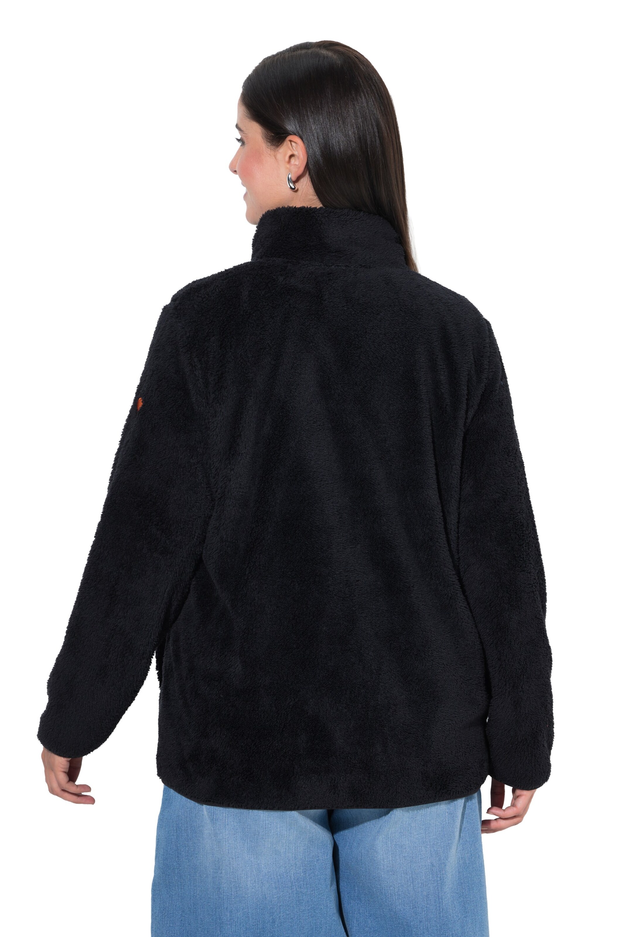 Ulla Popken Zip-Up Hoodie in Black