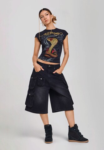 juoda Ed Hardy Plačios klešnės Kelnės