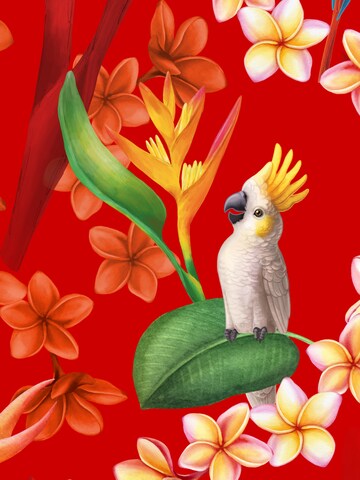 Hawaiihemdshop.de Regular Fit Hemd 'Flower Parrots' in Rot