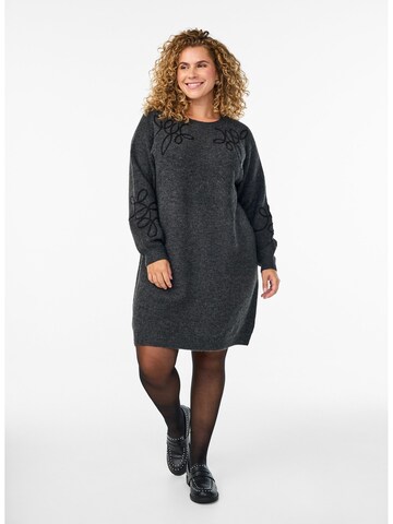 Zizzi Pletena obleka 'Malva' | siva barva