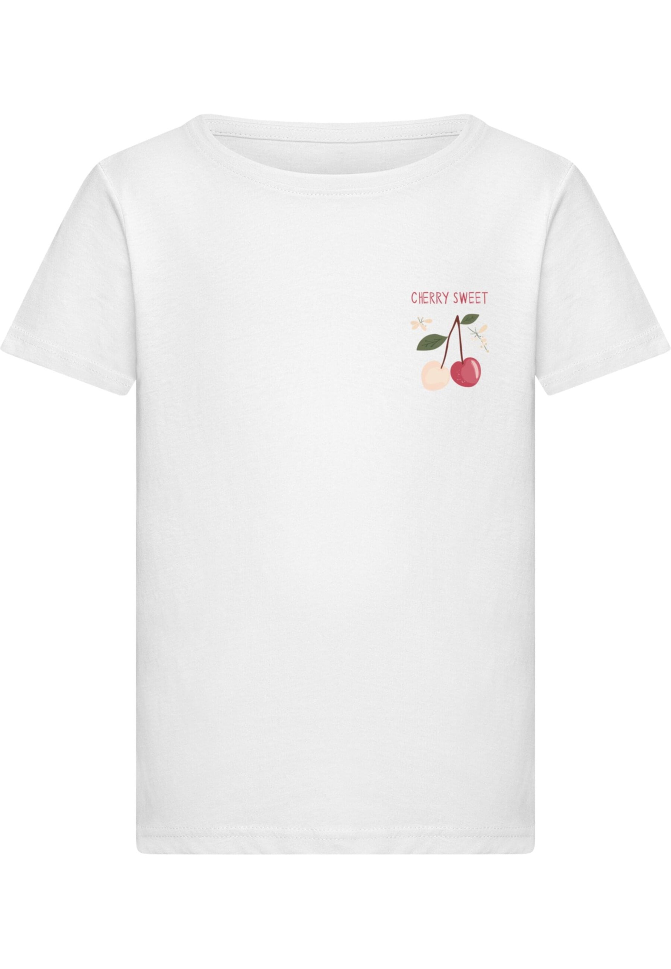 Merchcode Shirt 'Cherry Sweet' in Wit: voorkant