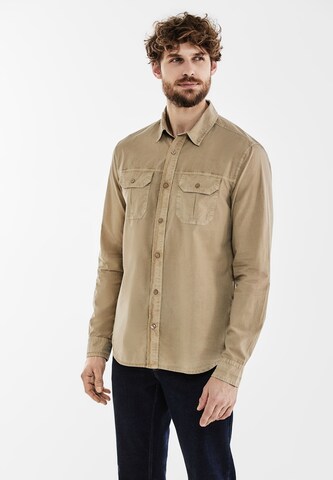 Street One MEN Regular fit Button Up Shirt in Brown: front