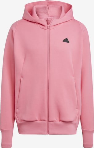 ADIDAS SPORTSWEAR Athletic Zip-Up Hoodie 'Z.N.E. Premium' in Pink: front