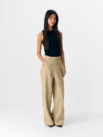 OBJECT Wide leg Jeans 'OBJMoji' in Beige