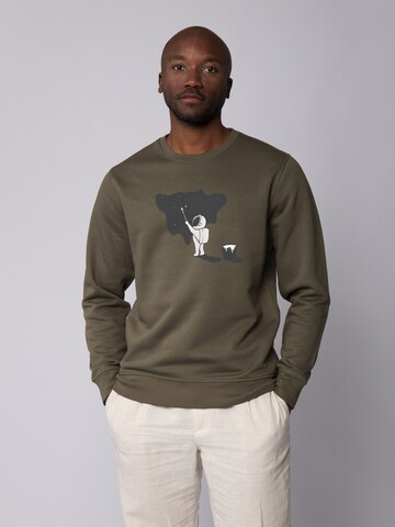 Felpa ' Painting space ' di Watapparel in verde: frontale
